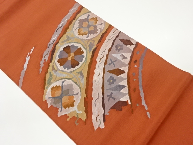 JAPANESE KIMONO / VINTAGE FUKURO OBI / WOVEN ABSTRACT STRIPE